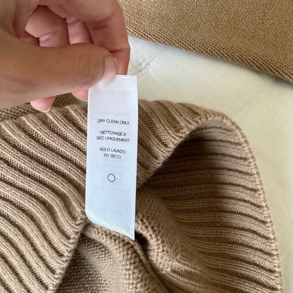 Frame XS Camel Tan Oversized Cashmere Crew Sweater